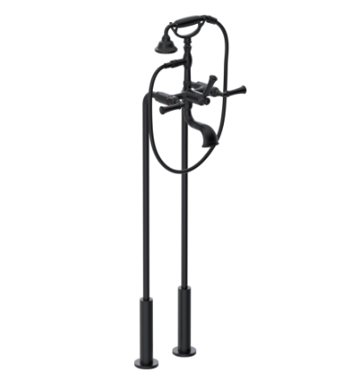 Rubinet 3FRVL Floor Mount Tub Filler With Hand Held Shower