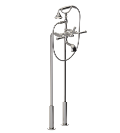 Rubinet 3FRVL Floor Mount Tub Filler With Hand Held Shower