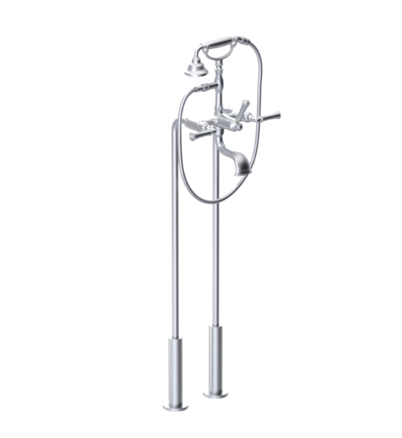 Rubinet 3FRVL Floor Mount Tub Filler With Hand Held Shower