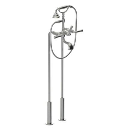 Rubinet 3FRVL Floor Mount Tub Filler With Hand Held Shower