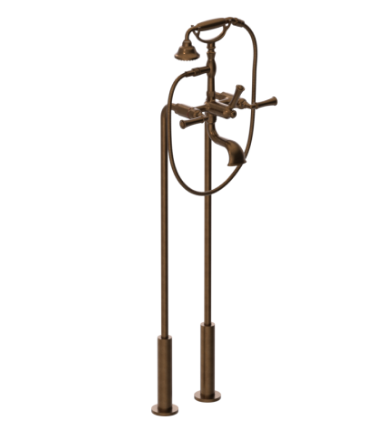 Rubinet 3FRVL Floor Mount Tub Filler With Hand Held Shower