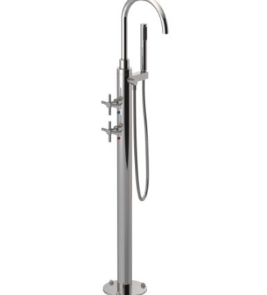Rubinet 3GGLC Floor Mount Tub Filler With Hand Held Shower, Lasalle Spout