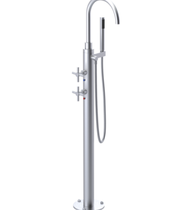 Rubinet 3GGLC Floor Mount Tub Filler With Hand Held Shower, Lasalle Spout