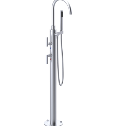 Rubinet 3GGLL Floor Mount Tub Filler with Hand Held Shower with La Salle Spout
