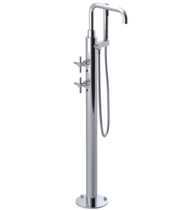 Rubinet 3GGNC Floor Mount Tub Filler With Hand Held Shower