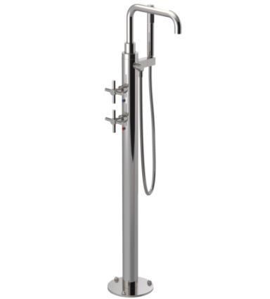 Rubinet 3GGNC Floor Mount Tub Filler With Hand Held Shower
