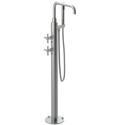 Rubinet 3GGNC Floor Mount Tub Filler With Hand Held Shower