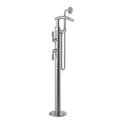 Rubinet 3GHOL Floor Mount Tub Filler with Hand Held Shower