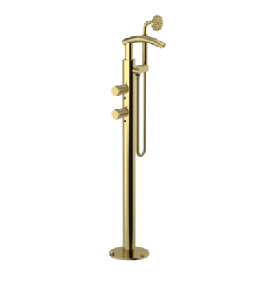 Rubinet 3GHOR Floor Mount Tub Filler With Hand Held Shower