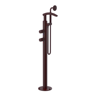 Rubinet 3GHOR Floor Mount Tub Filler With Hand Held Shower