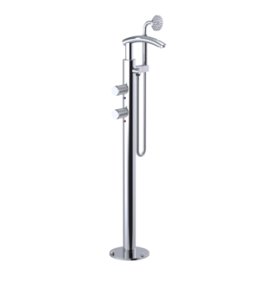 Rubinet 3GHOR Floor Mount Tub Filler With Hand Held Shower