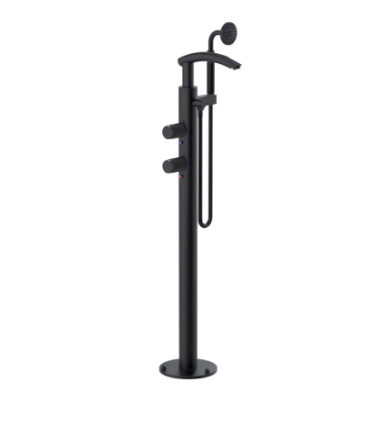 Rubinet 3GHOR Floor Mount Tub Filler With Hand Held Shower