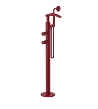 Rubinet 3GHOR Floor Mount Tub Filler With Hand Held Shower