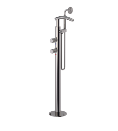Rubinet 3GHOR Floor Mount Tub Filler With Hand Held Shower