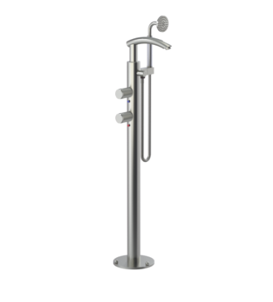 Rubinet 3GHOR Floor Mount Tub Filler With Hand Held Shower