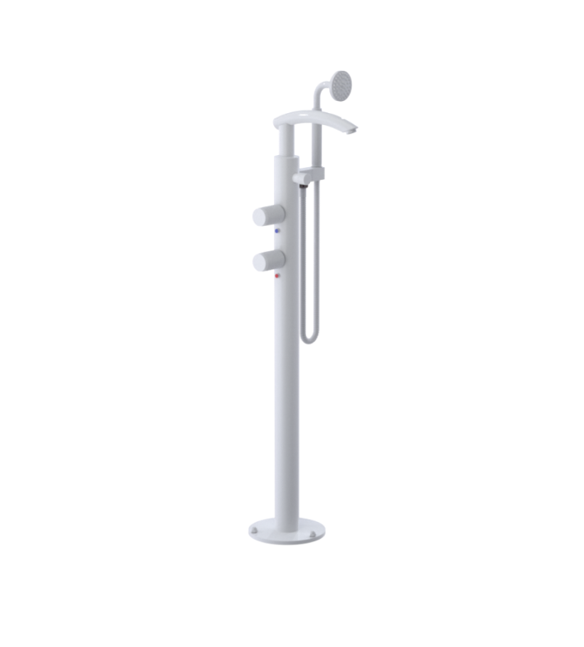 Rubinet 3GHOR Floor Mount Tub Filler With Hand Held Shower