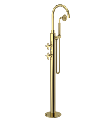 Rubinet 3GLAC Floor Mount Tub Filler With Hand Held Shower