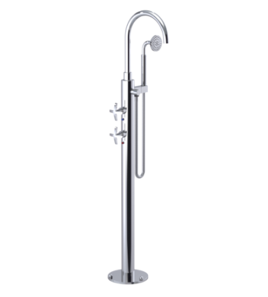 Rubinet 3GLAC Floor Mount Tub Filler With Hand Held Shower