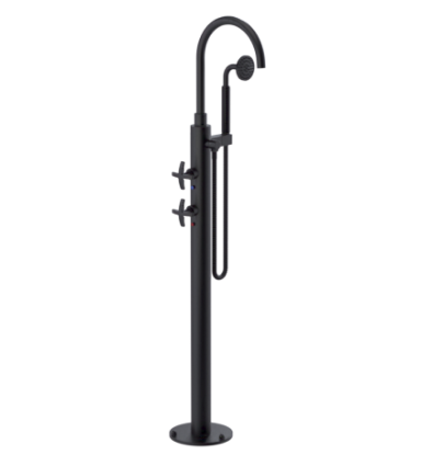 Rubinet 3GLAC Floor Mount Tub Filler With Hand Held Shower