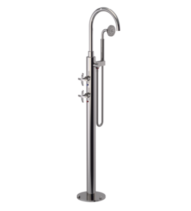 Rubinet 3GLAC Floor Mount Tub Filler With Hand Held Shower