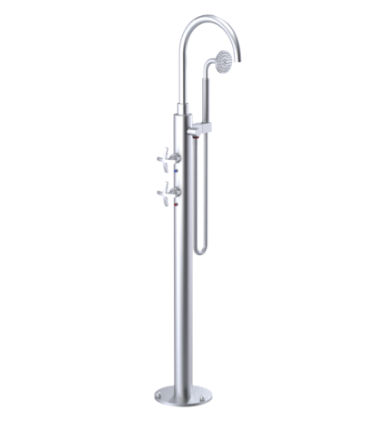 Rubinet 3GLAC Floor Mount Tub Filler With Hand Held Shower