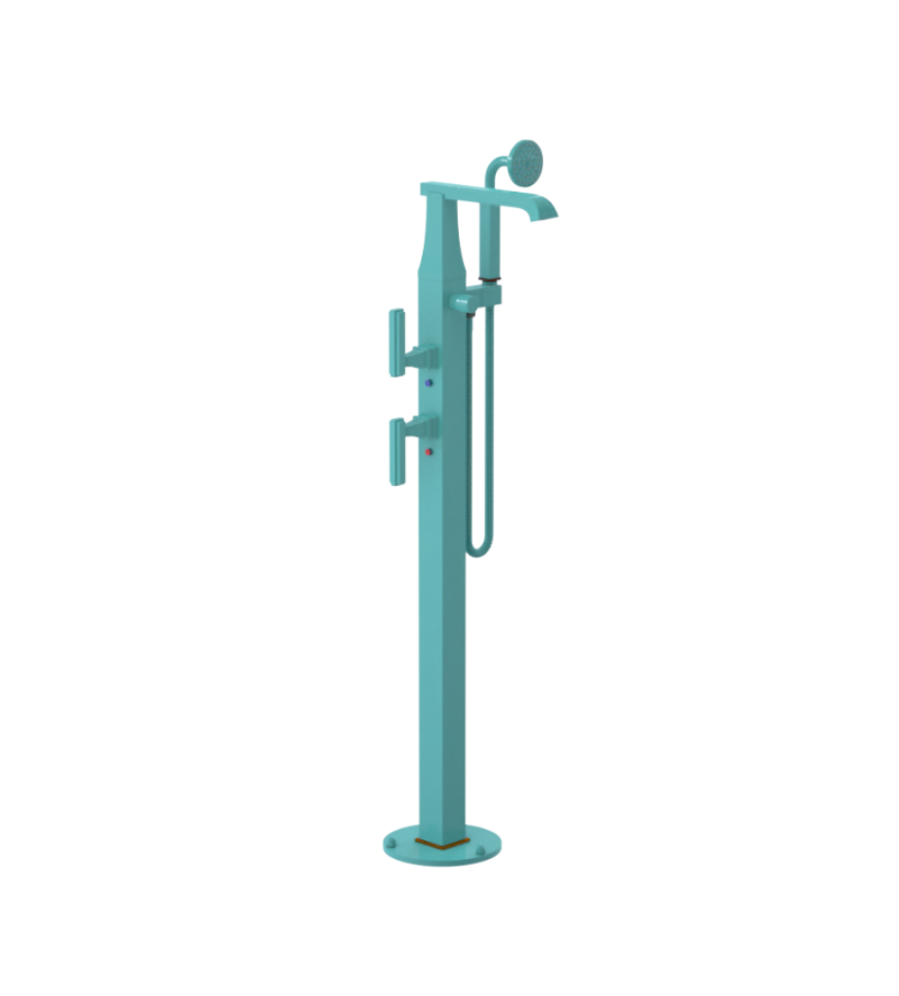 Rubinet 3GMQL Floor Mount Tub Filler With Hand Held Shower
