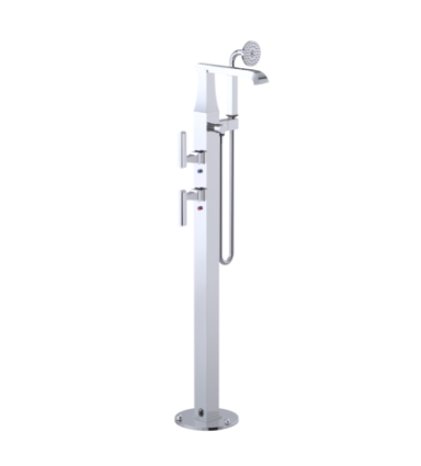 Rubinet 3GMQL Floor Mount Tub Filler With Hand Held Shower