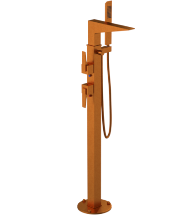 Rubinet 3GRSL Floor Mount Tub Filler with Hand Held Shower