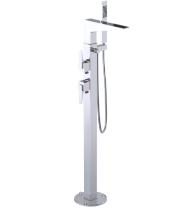 Rubinet 3GRSL Floor Mount Tub Filler with Hand Held Shower