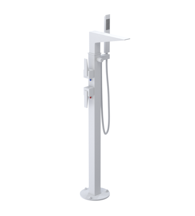 Rubinet 3GRSL Floor Mount Tub Filler with Hand Held Shower