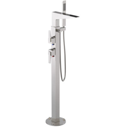 Rubinet 3GRSL Floor Mount Tub Filler with Hand Held Shower