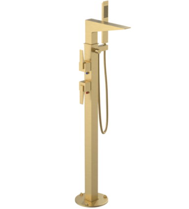 Rubinet 3GRSL Floor Mount Tub Filler with Hand Held Shower