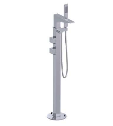 Rubinet 3GRSQ Floor Mount Tub Filler With Hand Held Shower