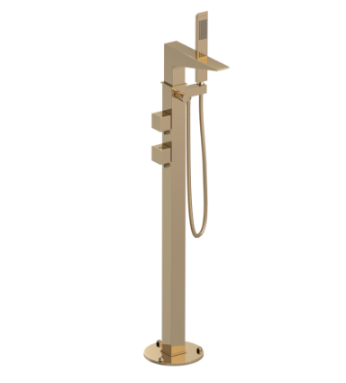 Rubinet 3GRSQ Floor Mount Tub Filler With Hand Held Shower