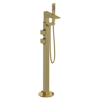 Rubinet 3GRSQ Floor Mount Tub Filler With Hand Held Shower