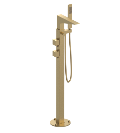 Rubinet 3GRSQ Floor Mount Tub Filler With Hand Held Shower