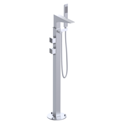 Rubinet 3GRSQ Floor Mount Tub Filler With Hand Held Shower