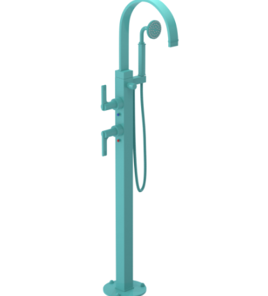 Rubinet 3GRTL Floor Mount Tub Filler with Hand Held Shower