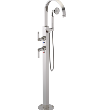 Rubinet 3GRTL Floor Mount Tub Filler with Hand Held Shower