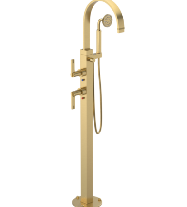 Rubinet 3GRTL Floor Mount Tub Filler with Hand Held Shower