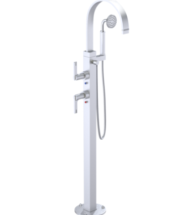 Rubinet 3GRTL Floor Mount Tub Filler with Hand Held Shower
