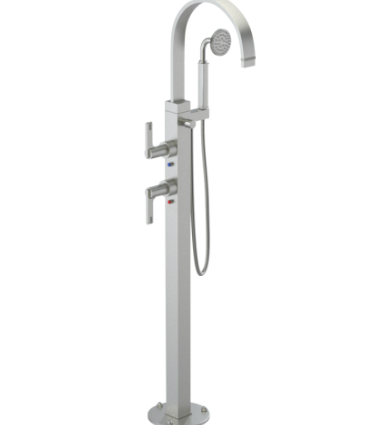 Rubinet 3GRTL Floor Mount Tub Filler with Hand Held Shower