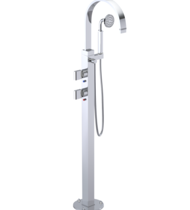 Rubinet 3GRTQ Floor Mount Tub Filler with Hand Held Shower