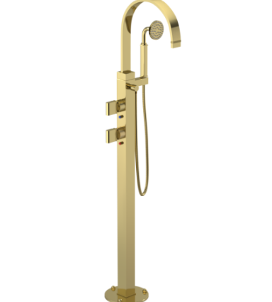 Rubinet 3GRTQ Floor Mount Tub Filler with Hand Held Shower