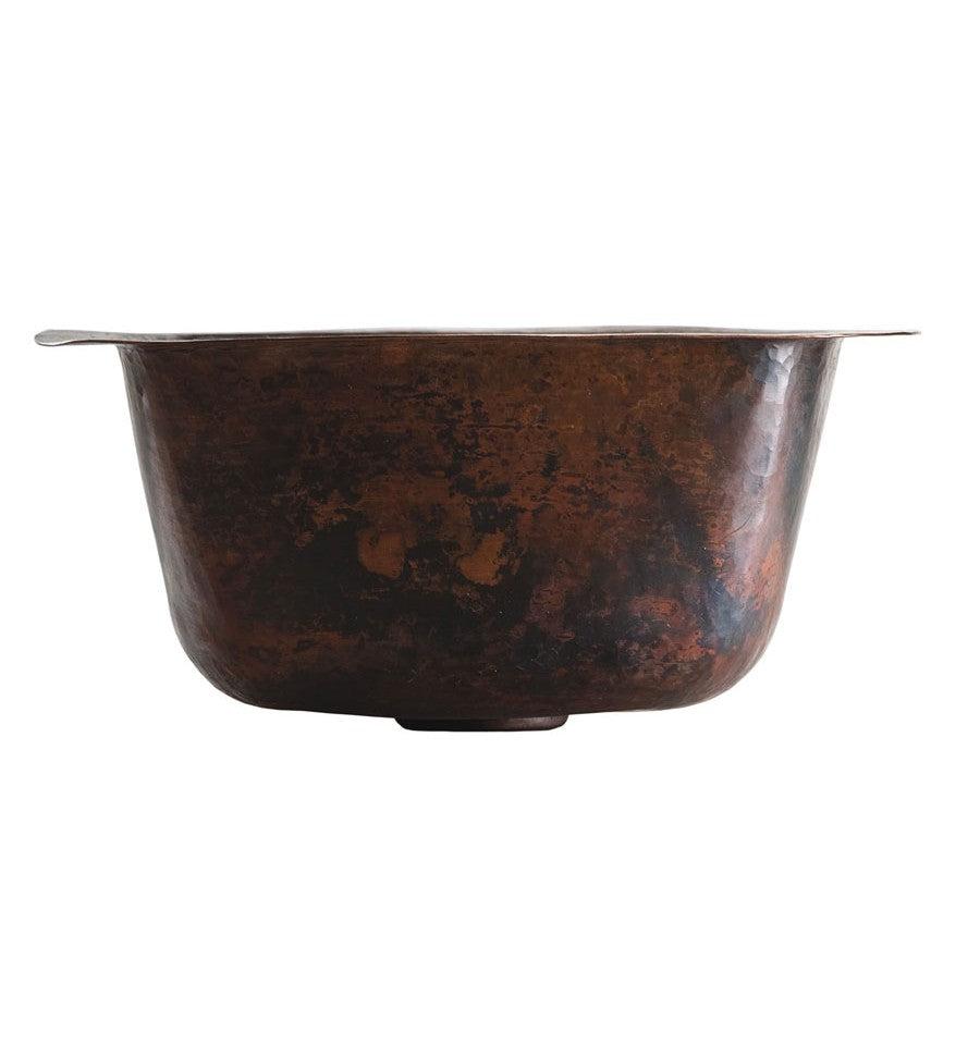 Thompson Traders 3SBC Rennovations Bath Picasso Square Flat Bottom Handcrafted Copper  Black Copper