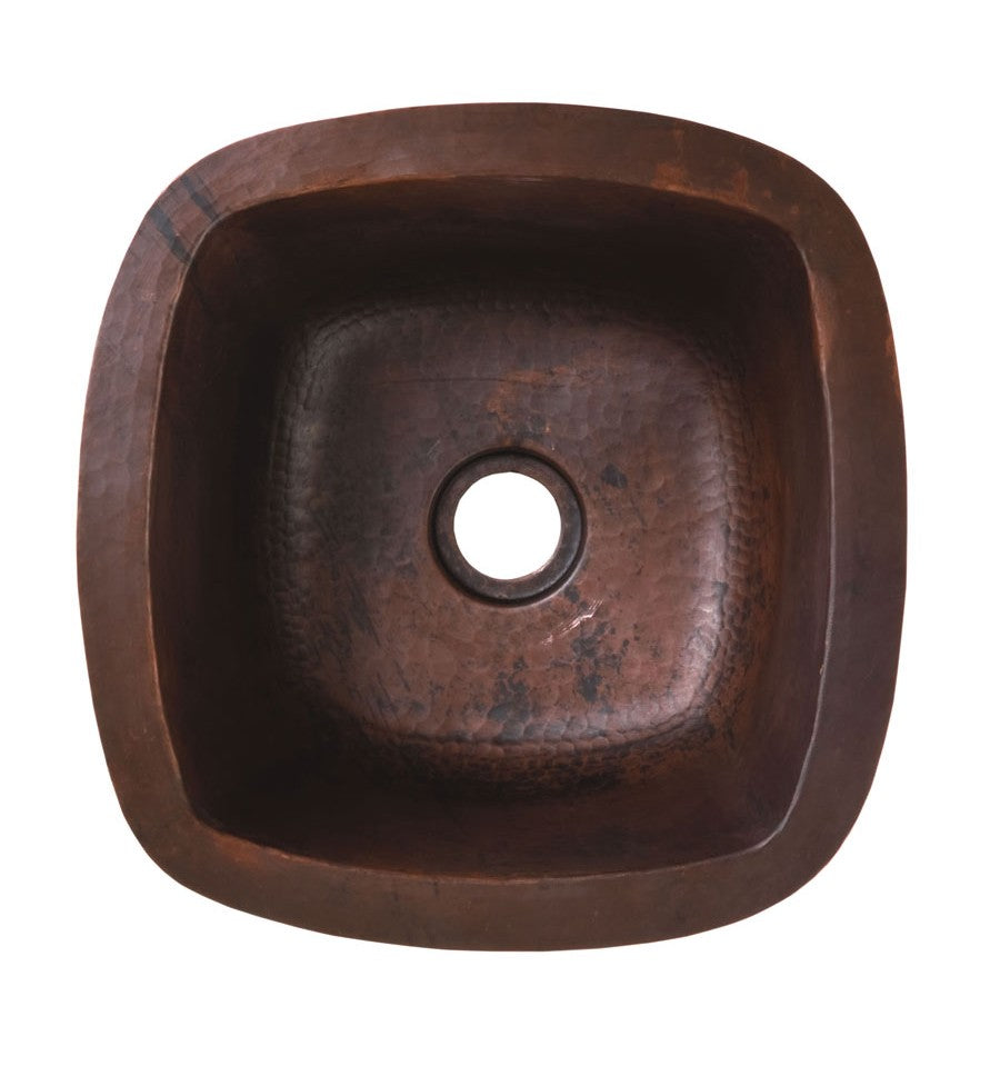 Thompson Traders 3SBC Rennovations Bath Picasso Square Flat Bottom Handcrafted Copper  Black Copper