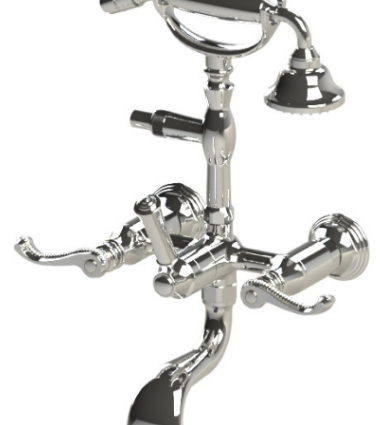Rubinet 3WETL Wall Mount Tub Filler With Hand Held Shower