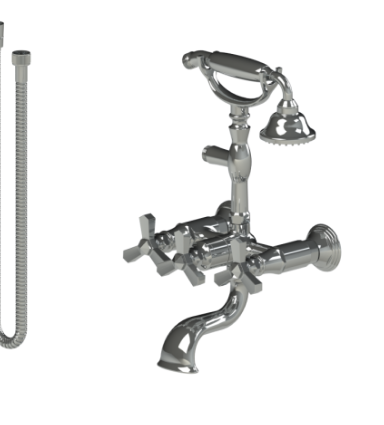 Rubinet 3WHXC Wall Mount Tub Filler With Hand Held Shower