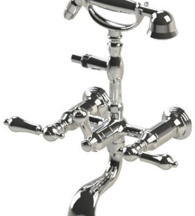 Rubinet 3WRML Wall Mount Tub Filler With Hand Held Shower