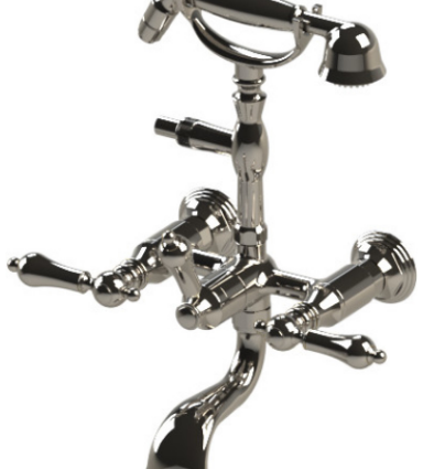 Rubinet 3WRML Wall Mount Tub Filler With Hand Held Shower